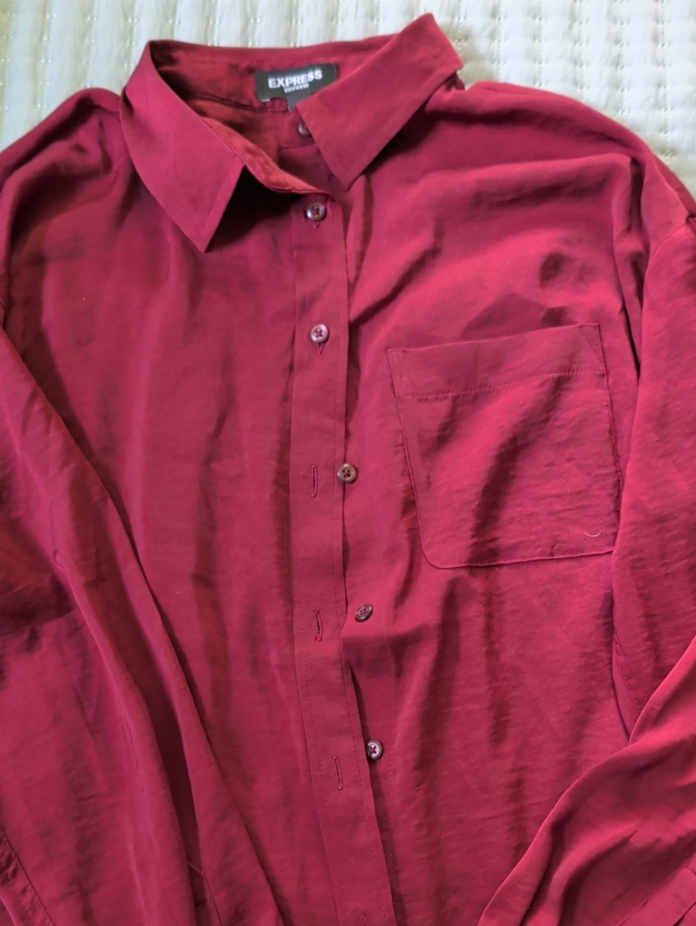 Express Men's Deep Red Button-Down Shirt